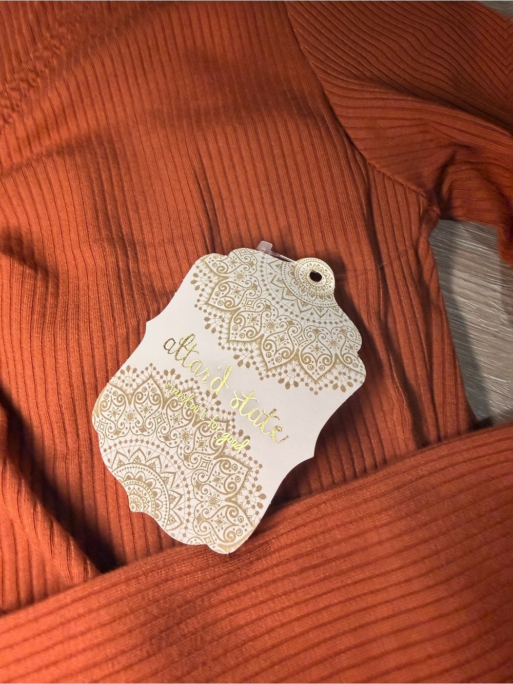 Altar’d State NWT Ribbed Ruched Long Sleeve Top Rust Boho Size Small - Picture 5 of 5